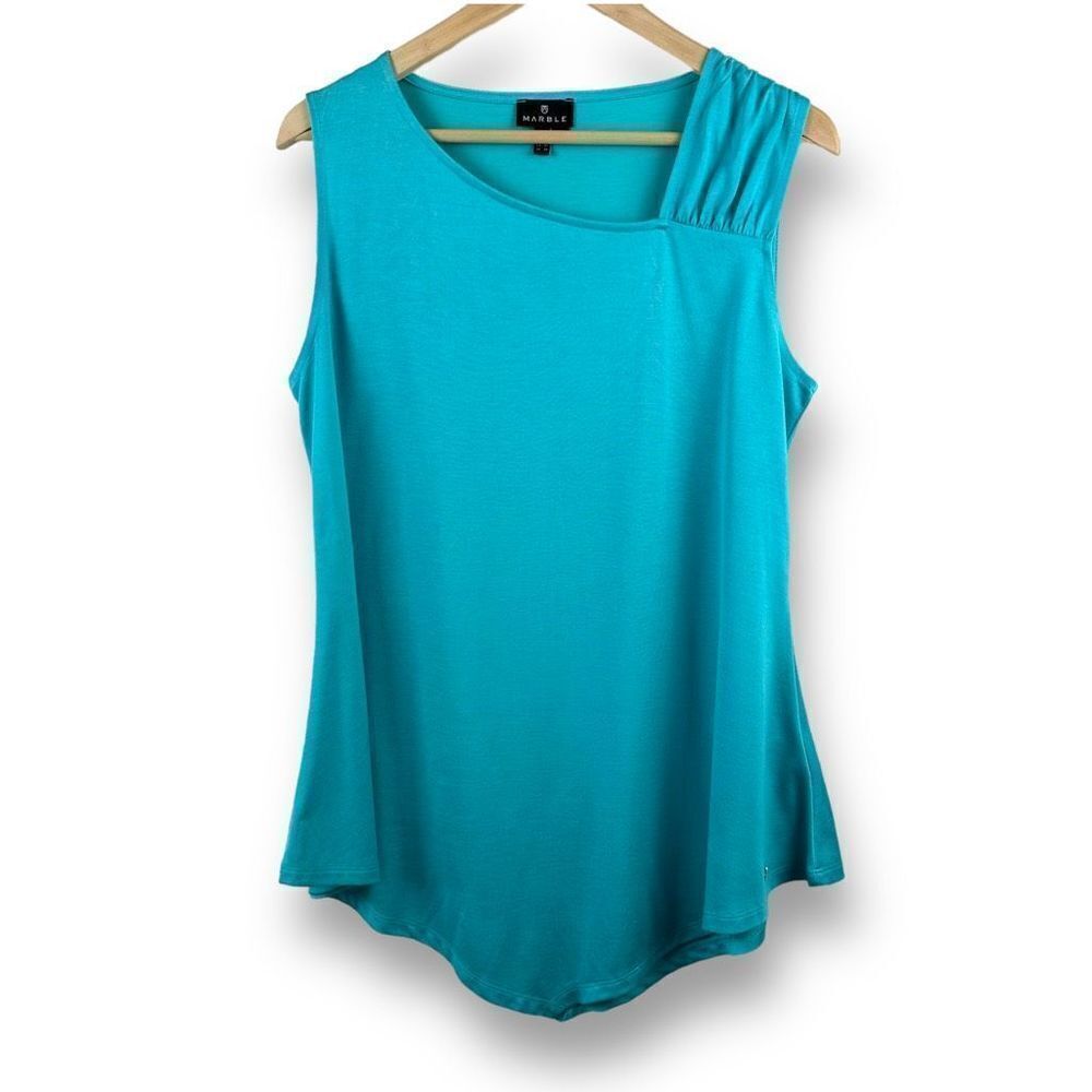 Marble Sleeveless Teal Blue Blouse Size M‎